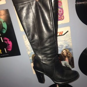 Black leather Tommy Hilfiger knee high boots